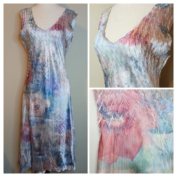 Komarov Dresses & Skirts - Komarov Dress Sz XL Charmeuse Pastel Floral Midi Slip Sleeveless Slip-on NWT